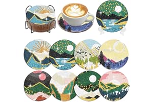 Muzagroo Art Untersetzer-Set für Erwachsene und Anfänger – abstrakte Landschaftsdesigns, stressreduzierendes Handwerk, 8 Stück (Landschaft 2)