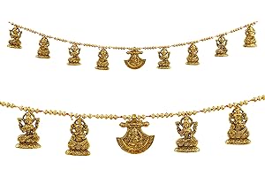 TARINI GALLERY Lakshmi Ganesh Metal Toran Bandanwar Door Wall Hangings Decoration Indian Traditional Home Décor Good Luck Charm Decoration and Gifting for Home Office Temple Pooja Diwali Festival