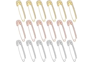 CYUXING 18 Imperdibles Adorables, Alfileres Decorativos para Ropa con Pedrería Dorada y Plateada, Adornos de Seguridad para Mujer, Broches de Cristal para Ropa, Sombreros y Chales