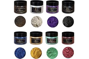 ‎AARTSZ AArts Epoxidharz Farbe Mica Pulver, 8 x 20g Set; Perlglanz Zwei Farbtöne Pigment metallischer Powder für Seifenfarbe, Schmuckherstellung, Nagellack, Epoxidharz, Schleim, Kerzenherstellung, Badebomben