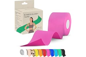 KG PHYSIO Kinesiology Tape 5m Roll - Sports K Tape for Knee/Muscle Support - Adhesive Uncut Sports & Physio Tape to Improve Blood Circulation, Swelling, Pain-Relief (Pink)