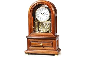 AYRELY® Wooden Anniversary Table Clock – Antique Mantelpiece with Revolving Pendulum, Vintage Shelf/Desk/Mantel Grandfather Clock, Elegant Living Room Home Décor Gift