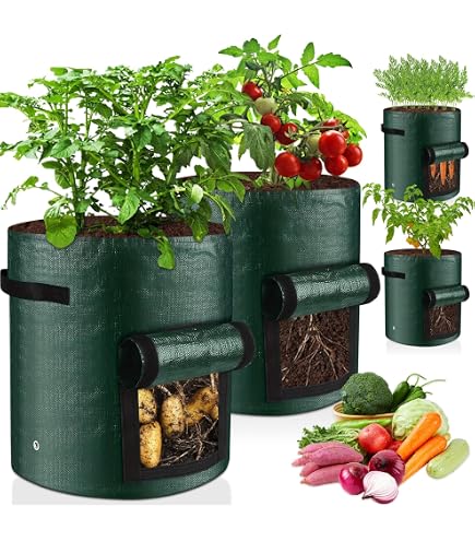 Confezione 3/6 Sacchetti Per Coltivazione Patate E Verdure &ndash; Impermeabili Riutilizzabili &ndash; Vasi Per Giardino