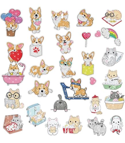 Favson Set 13 Fogli Adesivi 5D Diamond Painting Per Bambini, Gelato Fai-da-te, Decorazioni Per Notebook E Cellulare