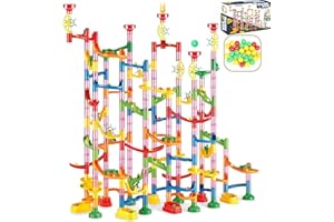 MUSLECID Marble Run 232 PCS Building Toy Set with 45 Plastic Marbles, Creative Marbel Run Track Construction Game for Kids, Educational STEM Marble Runs Gift for 3 4 5 6-8-12 Year Olds Boys Girls