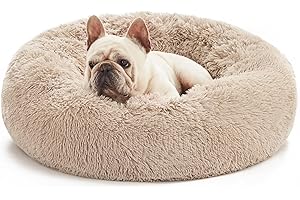 Love's cabin Hundebett mittelgroße kleine Hunde flauschig rund donut 60cm - Hundekissen waschbar mit rutschfest Unterseite Hundekorb Hundebetten - Hunde Bett Katzenbett für Gelenkentlastung und Schlaf