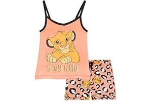 Disney Pijama Niña Verano, Pijama Stitch, Pijamas Niñas Cortos de Princesas Ariel, Rapunzel, Jasmine, Bella, Elsa, Minnie Mouse, Simba, Ropa Niña Edad 2-14 años