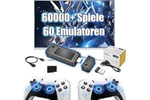 XIXIMENG X9 Pro Retro Konsole Spielkonsole mit Wiederaufladbarem Griff,60000+ Spiele 60 Emulatoren 4K Game Stick für TV,Emuelec 4.3 System,Spiele suchen,Tragbare Videospielkonsolen,Plug and Play (256G)