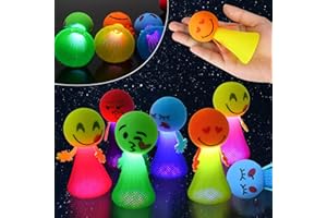 GUBOOM LED Giocattoli Luminosi per Bambini, 12 Pezzi Spring Launchers Toys, Jumping Toys Spring Launcher Toys, Schiuma Emoji Palline Rimbalzine per Regali per Feste per Bambini