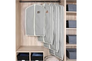 DOUZIO Fundas para Trajes Y Fundas para Ropa Bolsas Transpirables De Algodón para Colgar Ropa Bolsa Antipolillas para Ropa Fundas Protectoras para Todas Las Prendas(Size:90×58cm,Color:Raya Ancha)