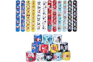 MENGON 24 Pcs Pirate Slap Bands Kids Snap Bracelets Party WristBands for Pirate Themed Party Bag Fillers Children Cosplay Costume Party Boys Girls Gift