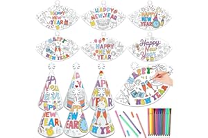 LECONCES New Year's Eve Decoration for Colouring, New Year's Eve Decorations 2026 New Year's Eve Party Hats Happy New Year Decoration