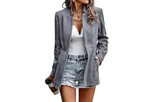 Jhsnjnr Vestes ouvertes sur le devant pour femme, style décontracté, pour affaires, bureau, cardigan, blazers, manches longues, col montant, manteaux d'extérieur