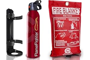 Premium FSS UK 500 g ABC Powder Fire Extinguisher & 1m x 1m Fire Blanket. Ideal for Home Kitchen Caravans Boats Restaurants Workshops and Offices