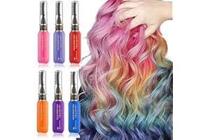 ‎DENESTUP Temporäre Haarfarbe Haarkreide Für Frauen, Ungiftig Waschbar Haarfarbe Bunte Haare Kamm, Party Geburtstag Cosplay Haar Look (6 Farben)