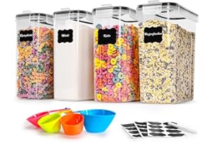 L LONGANCHANG Vorratsdosen mit Deckel Luftdicht Groß 4L Set of 4, BPA frei, Aufbewahrungsbox Küche, Mottensichere Küchen Organizer Mehl Spaghetti Cornflakes Müsli Aufbewahrung, Vorratsbehälter mit Etiketten