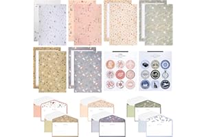 TOMOYUKI Set di Carta da Lettere e Buste, Carta da Lettera a Righe per Lettere di Cancelleria, Inclusi 36 Pezzi da Scrittura A5, 18 Pezzi Buste per Regali per Ufficio/Casa/Scuola/Invito (6 Set)