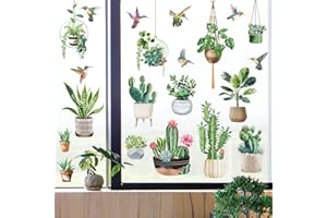 wondever Wisząca roślina doniczkowa okna przylegające tropikalny botaniczny kaktus kolibry szklana naklejka antykolizyjna dwustronne statyczne naklejki okienne do domu szklane okno