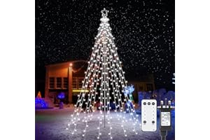 iBaycon LED Christmas Tree Light White with Star Topper,2.3m x 12 String Light,274 LED Outdoor Christmas Lights with 8 Modes Timer Remote,Dimmable Fairy Lights for Garden Yard Waterproof Decorations