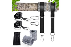 CENOVE Hamac Sangles, 2 Set Sangle Balancoire Suspendu 2x150CM Ultra Résistant avec D-Ring et Coussin Plus épais, Deux Crochets Mousquetons Charge Max 500KG pour Hamac et Balancoire de Jardin