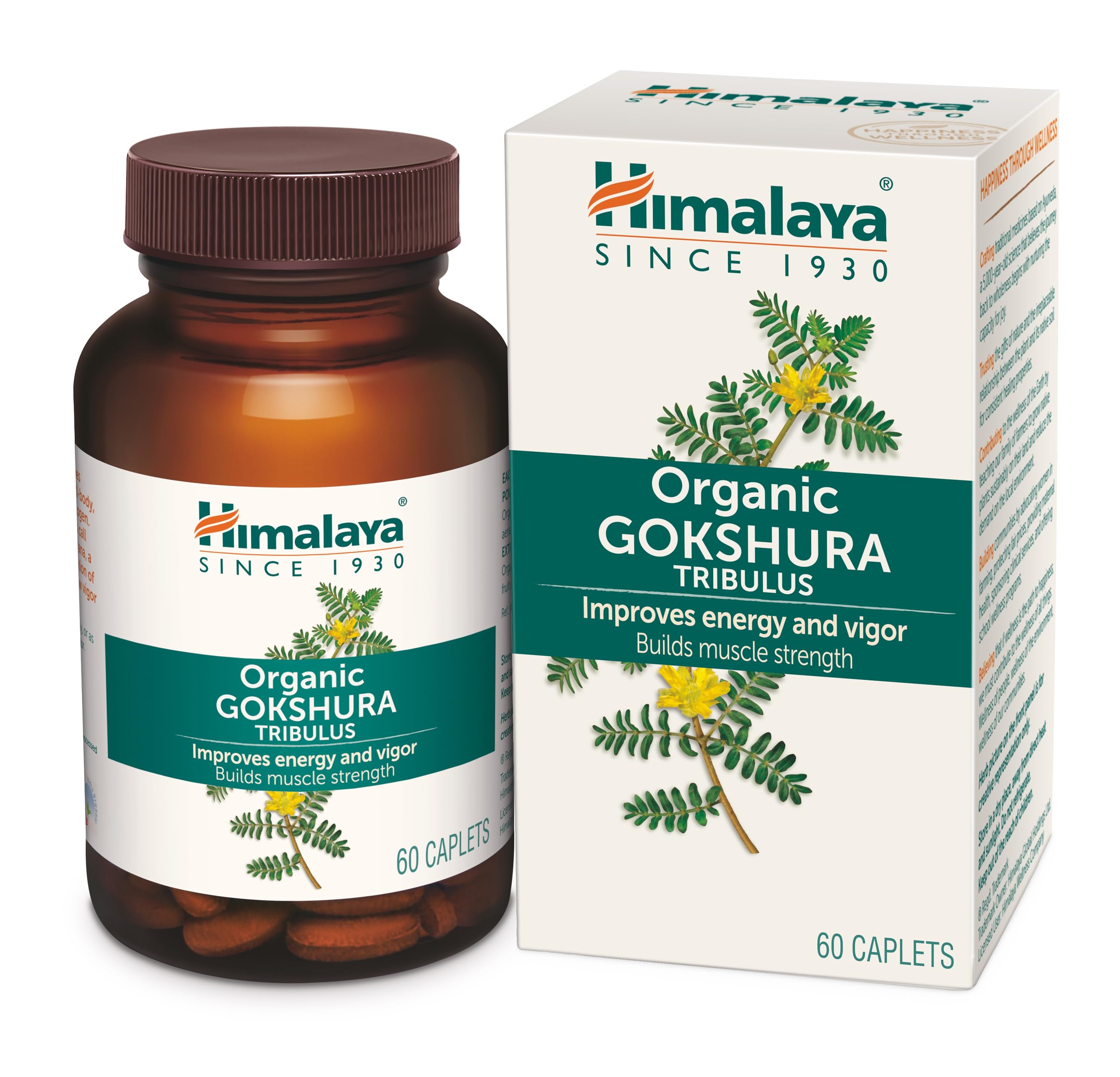 Himalaya Organic Gokshura (Tribulus Terrestris) I 60 Caplets I Men’s Wellness I Improves Energy and Vigour I Builds Muscle St