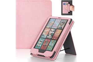 TrendGate Case for Kindle Paperwhite 7"/6.8" (12th/11th Gen, 2024/2021) & Kindle Colorsoft Signature Edition 2024, Slim PU Shell Cover with Stand, Hand Strap, Auto-Wake/Sleep Feature Not for TCL, Pink