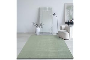 MIAS TEPPICHE Mia's Teppiche Taos - Tappeto a pelo corto, con fondo antiscivolo, lavabile fino a 30°, super morbido, effetto pelliccia, 120 x 160 cm, colore: verde