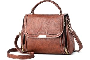 FORRICA Handbag Women Top Handle Bag Retro Shoulder Bag PU Leather Ladies Small Crossbody Bag for Shopping Daily Use Brown