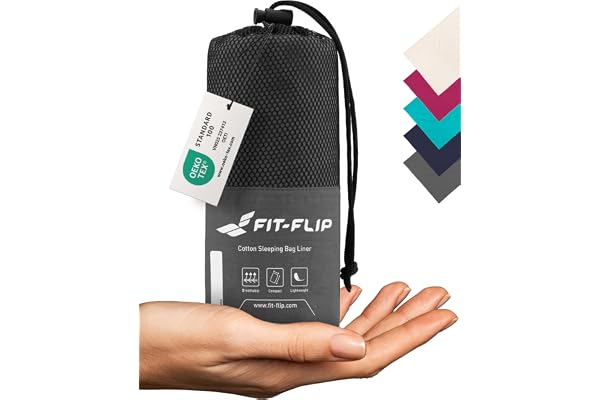 Fit-Flip Drap de Sac de Couchage Coton ou Microfibre - a Viande Ultra légèr avec Compartiment Oreiller ajouté - 1 Personne - Drap de Voyage Leger