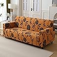 HOKIPO 140gsm Fully Covered Sofa Cover 3 Seater, Copper Brown Floral (AR-4947-C8)