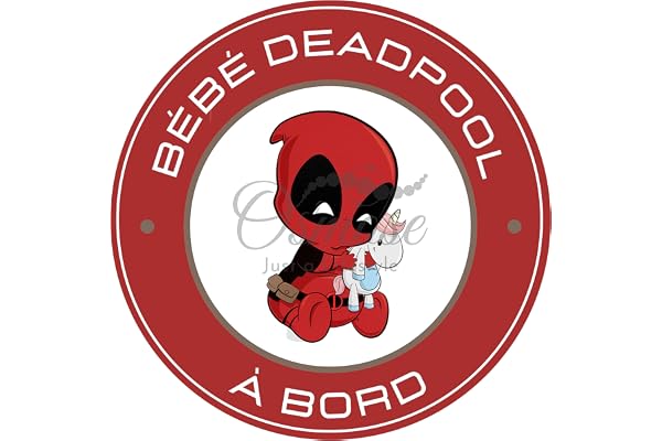 Print Corner - Bébé Deadpool - Autocollant Bébé à Bord - Vinyle - Cartoon - Marvel - Sticker pour véhicules - Rectangulaire - Couleurs vives - Métal, Verre - Outdoor