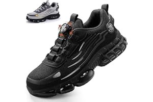 XIEHX Safety Trainers, Steel Toe Cap Trainers Men Women Lightweight Cushioning Non Slip Work Safety Shoes Puncture Proof Work Trainers with Swivel Buckle Shoelaces