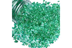 G&S HOMEDEKO 425g Crushed Glass Broken Glass Chips 3-8mm for Resin Arts,DIY Crafts,Vase Filler, Candle Holder Stones, Terrarium Succulent Decor, Epoxy Craft Material,Dark Green
