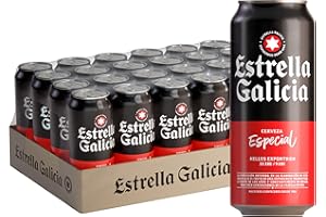 Cervezas Estrella Galicia Especial – Pack de 24 latas de 50 cl – Bebida alcohólica 5,5% de volumen en alcohol – Lager Especial – Cerveza rubia