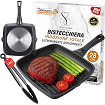 Bistecchiera Stone&Stone Rettangolare 47cm - Antiaderente, Per Cotture Sane Senza Olio