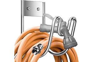 JOSMIMIC Stainless Steel Garden Hose Reel - Wall Mounted SS304 Hose Holder - Anti-Rust Water Hose Hanger