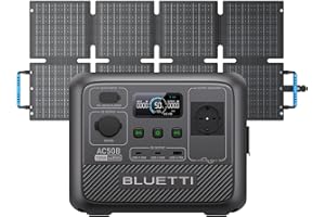 BLUETTI AC50B Centrale Elettrica Portatile con 60W Pannello Solare, 448Wh LiFePO4 Batteria con 2 700W Uscite CA(1050W Picco), Generatore Solare per Campeggio