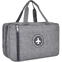 Trousse De Toilette Voyage WANDF - Nylon Résistant, Compartiments Organisés, Gris Denim