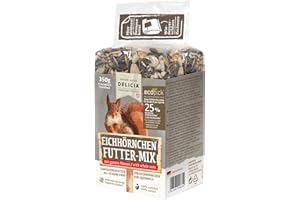 DELICIA® Eichhörnchen FutterMix (350g) · Eichhörnchen Futter mit Nüssen, Früchten & Kernen · Ganzjahresfutter für Winter & Sommer · Streufutter für Nagetiere · 100% Natürlich