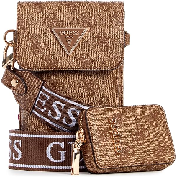 Guess Damen Latona Flap Chit Chat Handtasche – Crossbody Mit Logo, Goldfarbenen Beschlägen, 12,1 X 17,8 Cm
