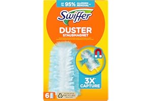 Swiffer Duster Piumini Catturapolvere, 6 Piumini, Cattura e Intrappola Polvere e Sporco, Raggiunge I Punti più Difficili della Casa, Fino al 95% di Allergeni in Meno