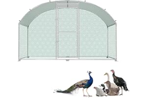 LZQ Kurnik dla kurników z wolnym wybiegiem, 3 x 2 m, ocynkowany metal, klatka dla zwierząt domowych, kurnik z ochroną przed słońcem, dach i drzwi, wybieg dla kur, zajęcy, małych zwierząt