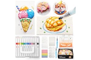 Shuttle Art 44 Pcs Magic 3D Foam Texture Painting Kit, Acrylic Paint Pens Set Including 28 Pcs Foam Texture Paper, 12 Colours Brush Tip Acrylic Paint Markers, Magic Painting Kit