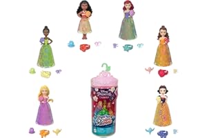 Mattel Disney Princess Small Doll Royal Color Reveal with 6 Surprises Including Scented Ring and 4 Accessories (Dolls May Vary), Garden Party Series, HRN63