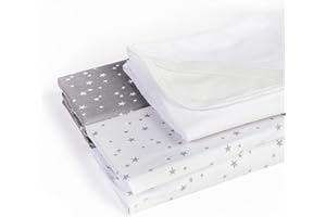 LILLY BELLY Lot de 2 draps-housse+1 alèse 60x120 100% coton oeko-tex pour lit bébé, lit à barreaux, Gulliver