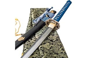 TSIAO CHIH 40 Zoll handgeschmiedetes Japanisches Samurai-Schwert Full Tang 1060 Kohlenstoffstahl Eisen Tsuba geschmiedetes gefaltetes rotes Damaststahl echtes Katana-Schwert