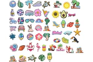 VPB 54PCS Décorations de Plage pour l'été Charmes de Chaussure,Charmes de Chaussure,Charms Crocs Dessin Cartoon,Chaussure en PVC Deco Croc Clips,Breloque pour Sabots Sandales,Cadeau de Fête d'anniversaire