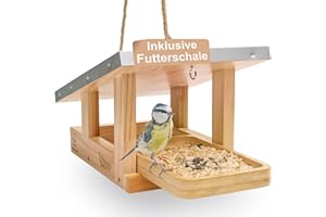 Steady Nature Vogelhaus Balkon mit rostfreier Edelstahlhalterung I Vogelfutterhaus Balkongeländer I Futterhaus für Vögel I Vogelhäuschen wetterfest I Vogelfutterhäuschen