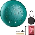 VEVOR Tambour à Langue en Acier 25,4 cm 11 Notes Tambour de Pluie Do Majeur avec Livre de Partitions et Mailloches Instrument de Percussion pour Méditation Yoga Éducation Initiation Musique, Vert