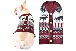 ABRRLO Sweter dla psa, Boże Narodzenie, sweter dla psa, zimowy sweter dla zwierząt domowych, sweter z dzianiny, dla psa, świąteczny, ciepły, modny prezent na urlop, imprezę (XXL, sweter z reniferem)